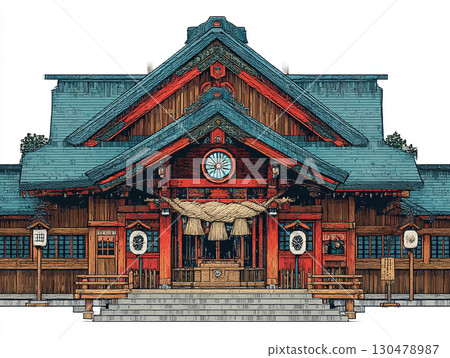 Shrine and Shimenawa illustration 130478987