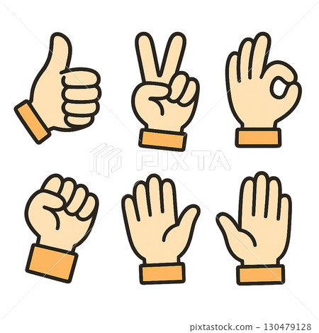 Set of 6 hand signs Set of 6 hand signs 130479128
