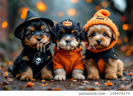 小狗為萬聖節裝扮 130479174
