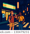 Tourists drinking on the street in a Japanese nightlife 130479231