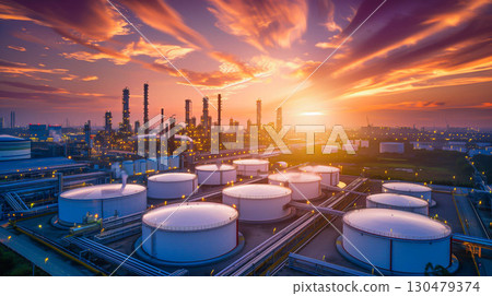 Tank storage chemical petroleum at oil terminal factory. 130479374