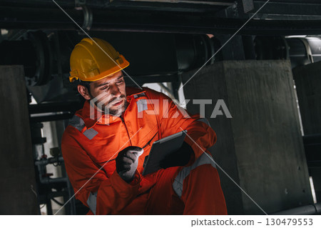 Professional engineer male working service check maintenance, Worker industry water pipe tube system 130479553