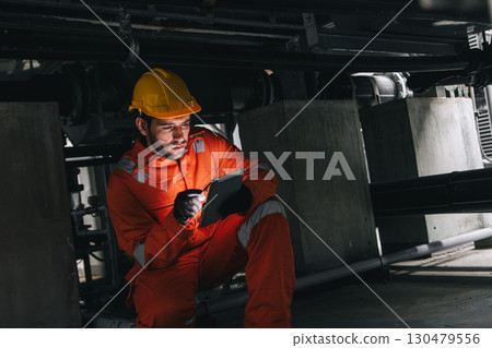 Professional engineer male working service check maintenance, Worker industry water pipe tube system 130479556