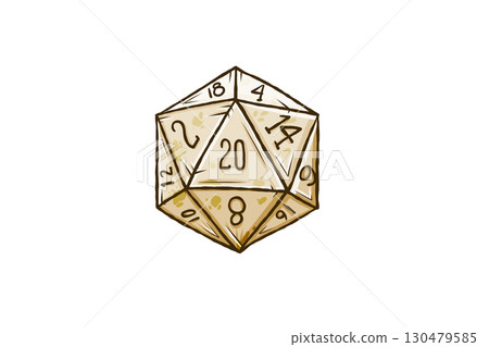 D20 dice dnd sketch. Roleplay fantasy rpg adventure symbol. DD cartoon sticker D20 dice dnd sketch. Roleplay fantasy rpg adventure symbol. DD cartoon sticker 130479585