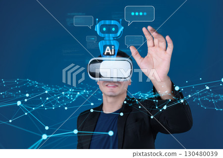 Human interact with AI artificial intelligence virtual assistant FaaS Human interact with AI artificial intelligence virtual assistant FaaS 130480039