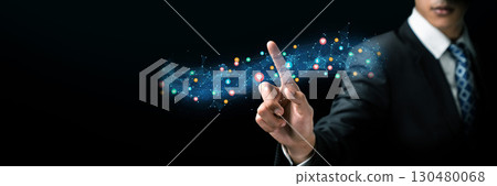 Business Professional Interaction with Digital Social Media Engagement Concept in Technology and AI Environment XDMCP Business Professional Interaction with Digital Social Media Engagement Concept in Technology and AI Environment XDMCP 130480068
