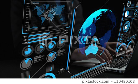 Global network connection interface show worldwide digital communication Thunk 130480108