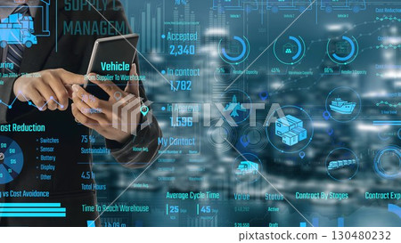 Supply Chain Management Dashboard with Logistics and KPI Metrics Thunk 130480232