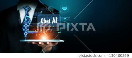 Human interact with AI artificial intelligence virtual assistant FaaS Human interact with AI artificial intelligence virtual assistant FaaS 130480259