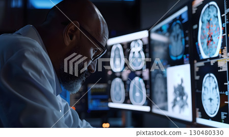 AI-Powered Medical Imaging A radiologist using AI-powered 130480330
