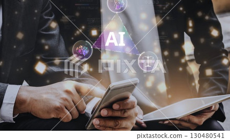 AI Brain Processing Data with Generative Artificial Intelligence Concept Muxer 130480541