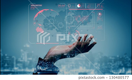 Global network connection interface show worldwide digital communication Thunk 130480577