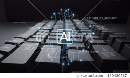 AI Brain Processing Data with Generative Artificial Intelligence Concept Muxer 130480587