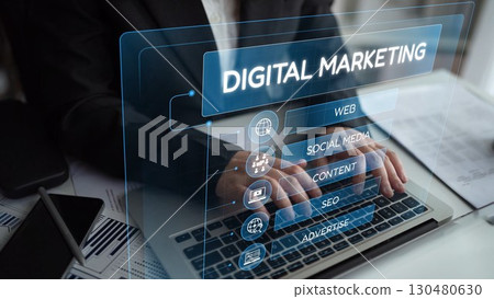Digital Marketing Structure Showing SEO, Content, and Online Advertising Muxer Digital Marketing Structure Showing SEO, Content, and Online Advertising Muxer 130480630