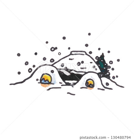東北地區雪屋的可愛插圖 東北地區雪屋的可愛插圖 130480794