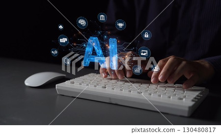 AI Brain Processing Data with Generative Artificial Intelligence Concept Muxer 130480817