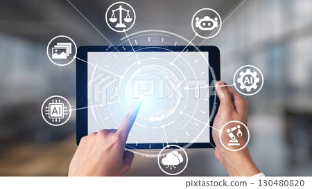 AI Brain Processing Data with Generative Artificial Intelligence Concept Spire AI Brain Processing Data with Generative Artificial Intelligence Concept Spire 130480820