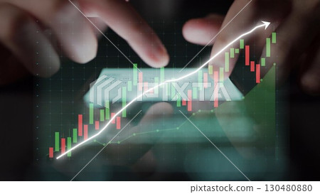 Close-up View of Hands Analyzing Financial Data with Stock Market Graphs on a Digital Device for Investment Strategies and Economic Trends Copula Close-up View of Hands Analyzing Financial Data with Stock Market Graphs on a Digital Device for Investment Strategies and Economic Trends Copula 130480880
