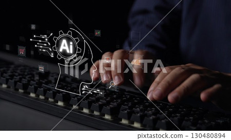 AI Brain Processing Data with Generative Artificial Intelligence Concept Muxer 130480894