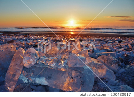 Otsu Coast covered in ice in the dead of winter Otsu Coast covered in ice in the dead of winter 130480917