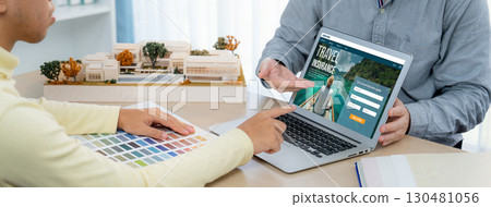 Online travel insurance agency providing worry-free travel to travelers brisk 130481056