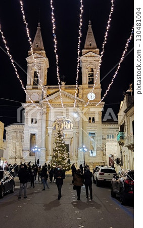 Christmas illuminations at a church in Alberobello, southern Italy Christmas illuminations at a church in Alberobello, southern Italy 130481094