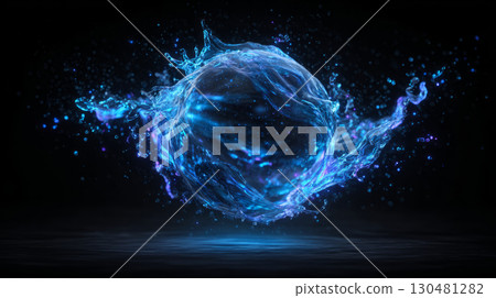 water sphere explosion with shock wave 130481282