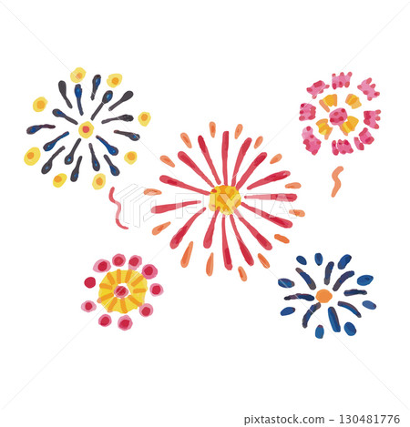 Cute illustrations of fireworks in Tohoku 130481776