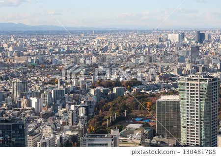 Tokyo, Japan - December 14, 2024: Aerial view of landscape sunset and cityscape tokyo, Japan. Tokyo, Japan - December 14, 2024: Aerial view of landscape sunset and cityscape tokyo, Japan. 130481788