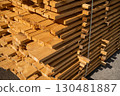 Close-up detail of stacked wooden planks 130481887