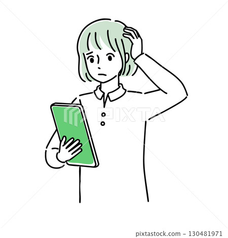 一個操作平板電腦的女人 一個操作平板電腦的女人 130481971
