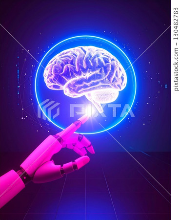 A human hand holding a digital human brain in a medical context, featuring a digital background A human hand holding a digital human brain in a medical context, featuring a digital background 130482783