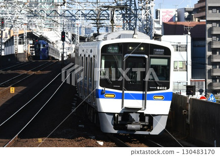 Semboku Rapid Railway 9300 series train heading towards Izumichuo on the Nankai Main Line 130483170