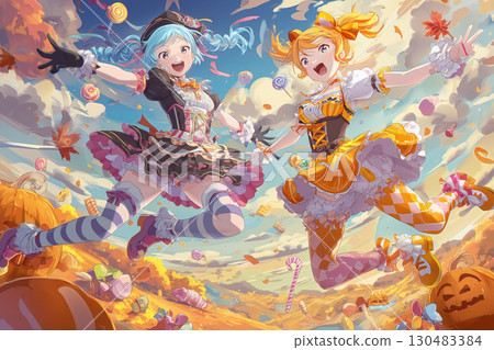 People in Colorful Costumes Enjoying an Autumn Carnival | Smile-Filled Halloween-Style Photos 130483384