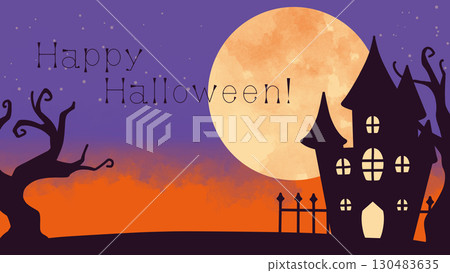 萬聖節風景背景資料帶文字 130483635
