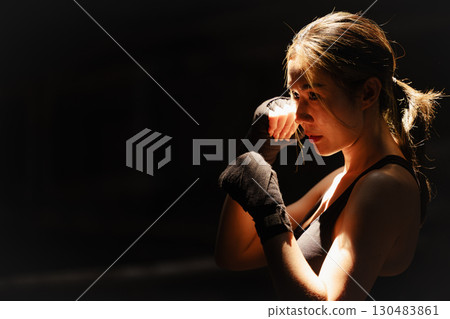 Thai boxing, Portrait muay thai fighter, Young women boxer, kick boxing female ,Asian martial arts 130483861