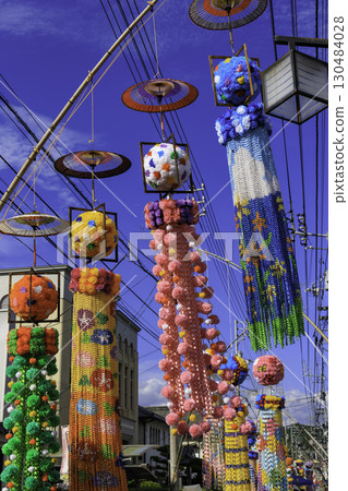 (Uchiko Town, Ehime Prefecture) Colorful streamer decorations at the Bamboo Festival (Uchiko Town, Ehime Prefecture) Colorful streamer decorations at the Bamboo Festival 130484028