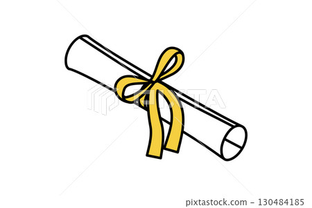 Online learning, simple isometric line art icon of a diploma with a ribbon wrapped around it Online learning, simple isometric line art icon of a diploma with a ribbon wrapped around it 130484185