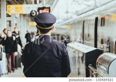 Japan Railway officer working in train station, Underground station for safety train and traveler 130484581