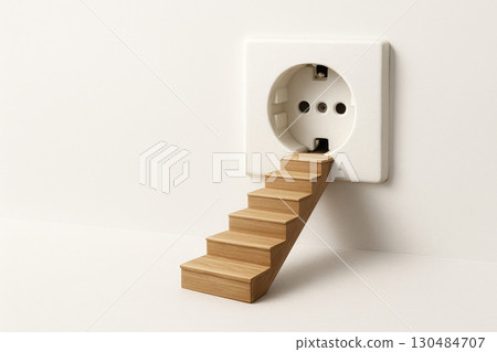 Socket with stairs leading inside. Space for text. Socket with stairs leading inside. Space for text. 130484707