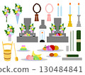 掃墓用具、祭品、鮮花 盂蘭盆節和秋分插畫集（活動8） 130484841