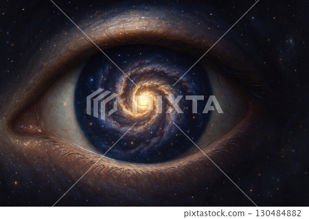 A cosmic galaxy in the shape of the pupil of an eye. A cosmic galaxy in the shape of the pupil of an eye. 130484882