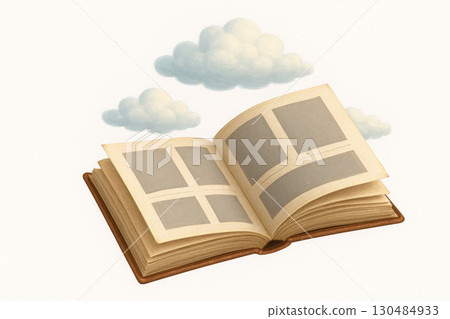 Photo album with clouds of memories. 130484933