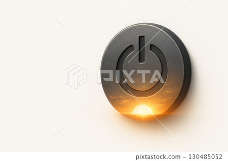 Power button with the image of the sunrise. Space for text. Power button with the image of the sunrise. Space for text. 130485052