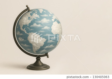 A globe with clouds instead of continents, the concept of a changing world. Space for text. 130485063