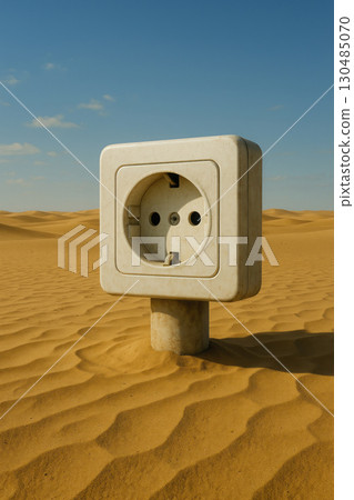 An electrical plug connected to the desert. An electrical plug connected to the desert. 130485070