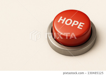 A red button that says HOPE. Space for text. 130485125