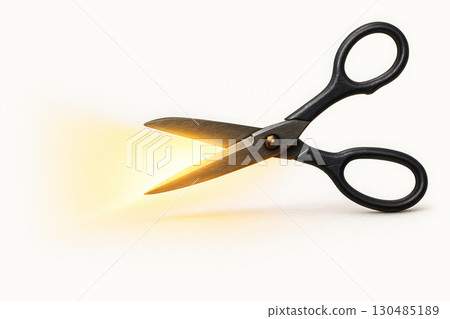 Scissors cutting light, creative concept. Scissors cutting light, creative concept. 130485189