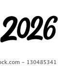 Vector 2026 year black handwriting font. White background. Isolated typography text for design 130485341