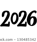 Vector 2026 year black handwriting font. White background. Isolated typography text for design 130485342